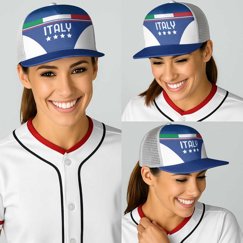Custom Italy Football Baseball Net Cap Italy Flag Pattern On Blue - Wonder Print Shop