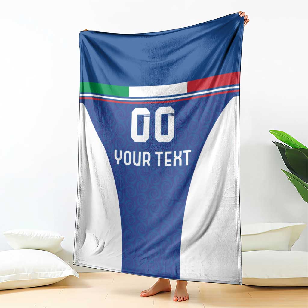 Custom Italy Football Blanket Italy Flag Pattern On Blue