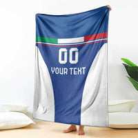 Custom Italy Football Blanket Italy Flag Pattern On Blue