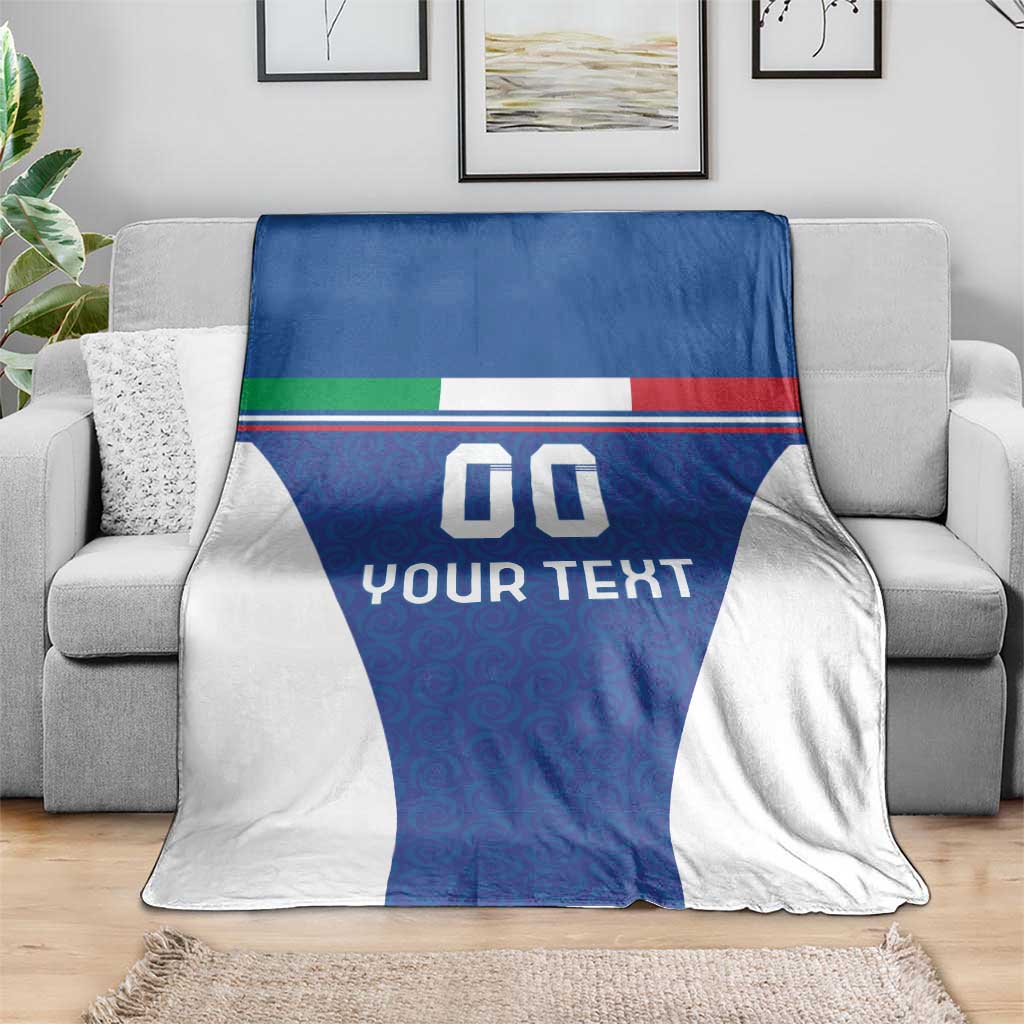 Custom Italy Football Blanket Italy Flag Pattern On Blue