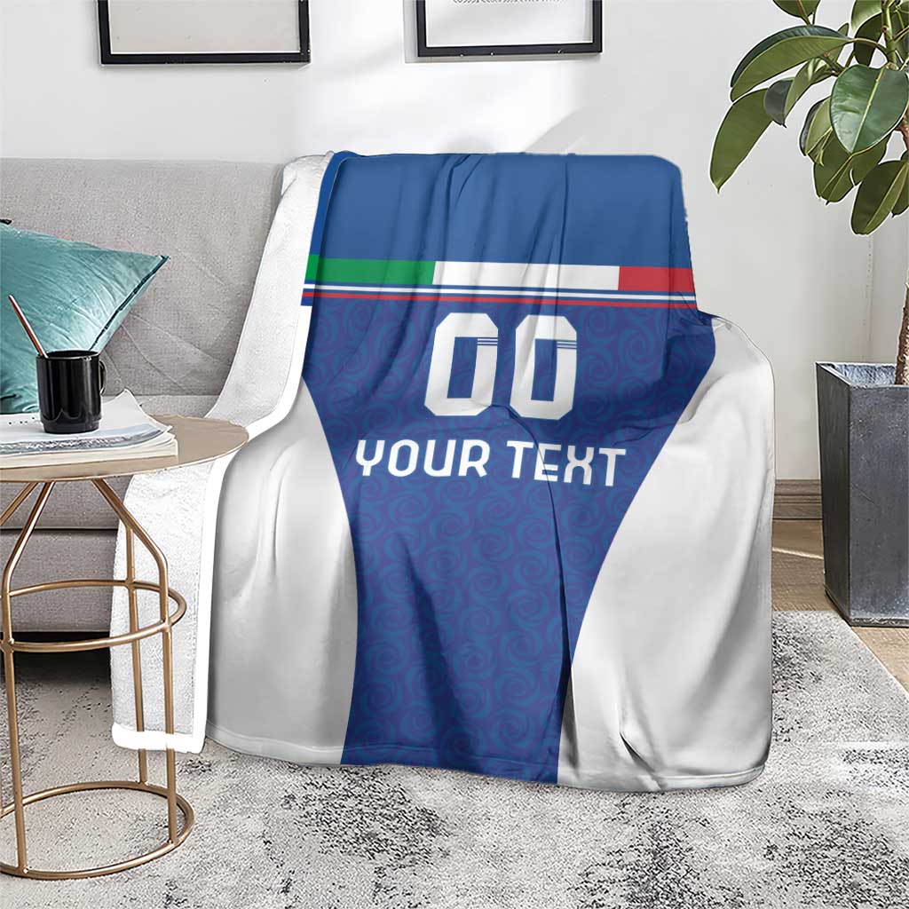 Custom Italy Football Blanket Italy Flag Pattern On Blue