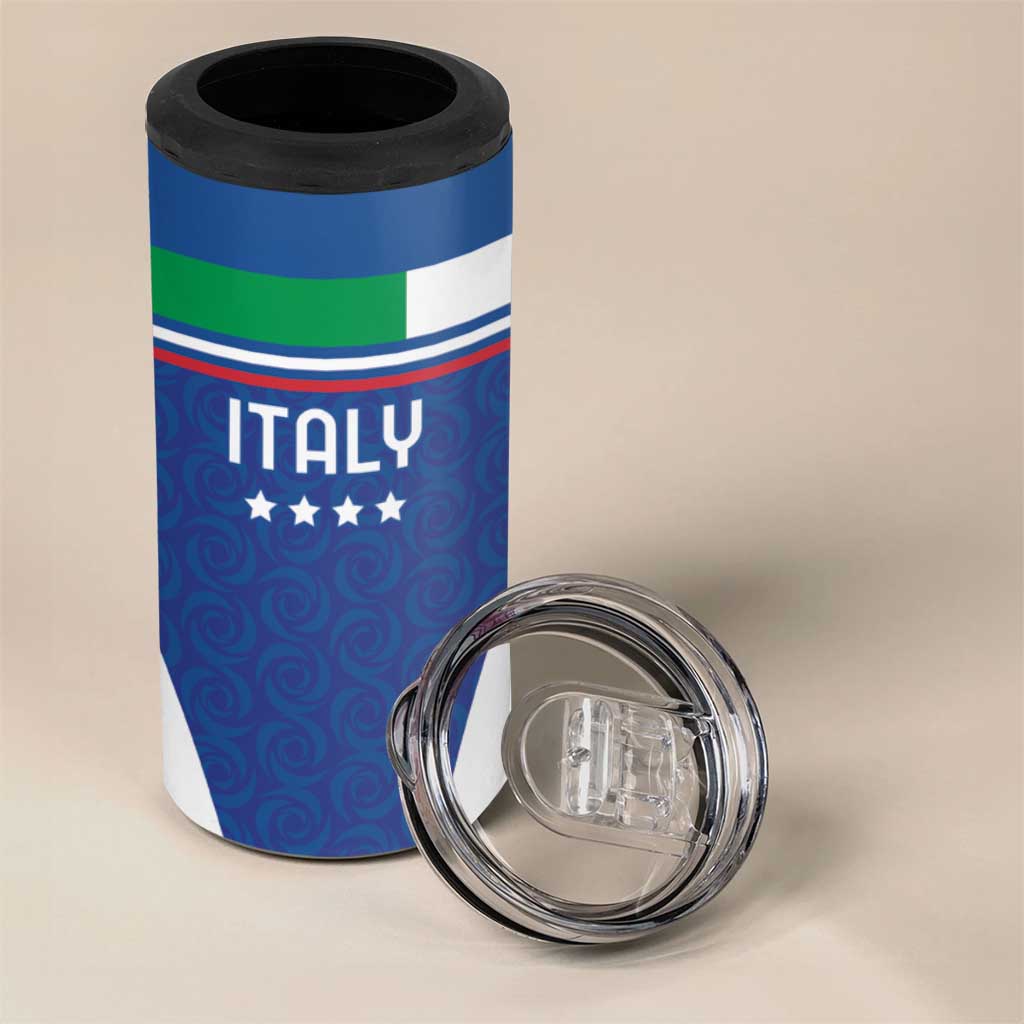 Custom Italy Football 4 in 1 Can Cooler Tumbler Italy Flag Pattern On Blue