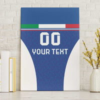Custom Italy Football Canvas Wall Art Italy Flag Pattern On Blue - Wonder Print Shop