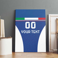 Custom Italy Football Canvas Wall Art Italy Flag Pattern On Blue - Wonder Print Shop