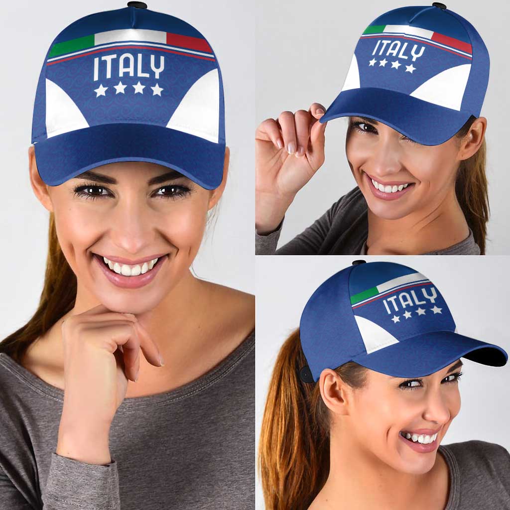 Custom Italy Football Classic Cap Italy Flag Pattern On Blue - Wonder Print Shop