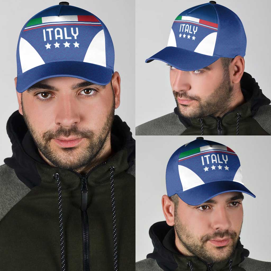 Custom Italy Football Classic Cap Italy Flag Pattern On Blue - Wonder Print Shop