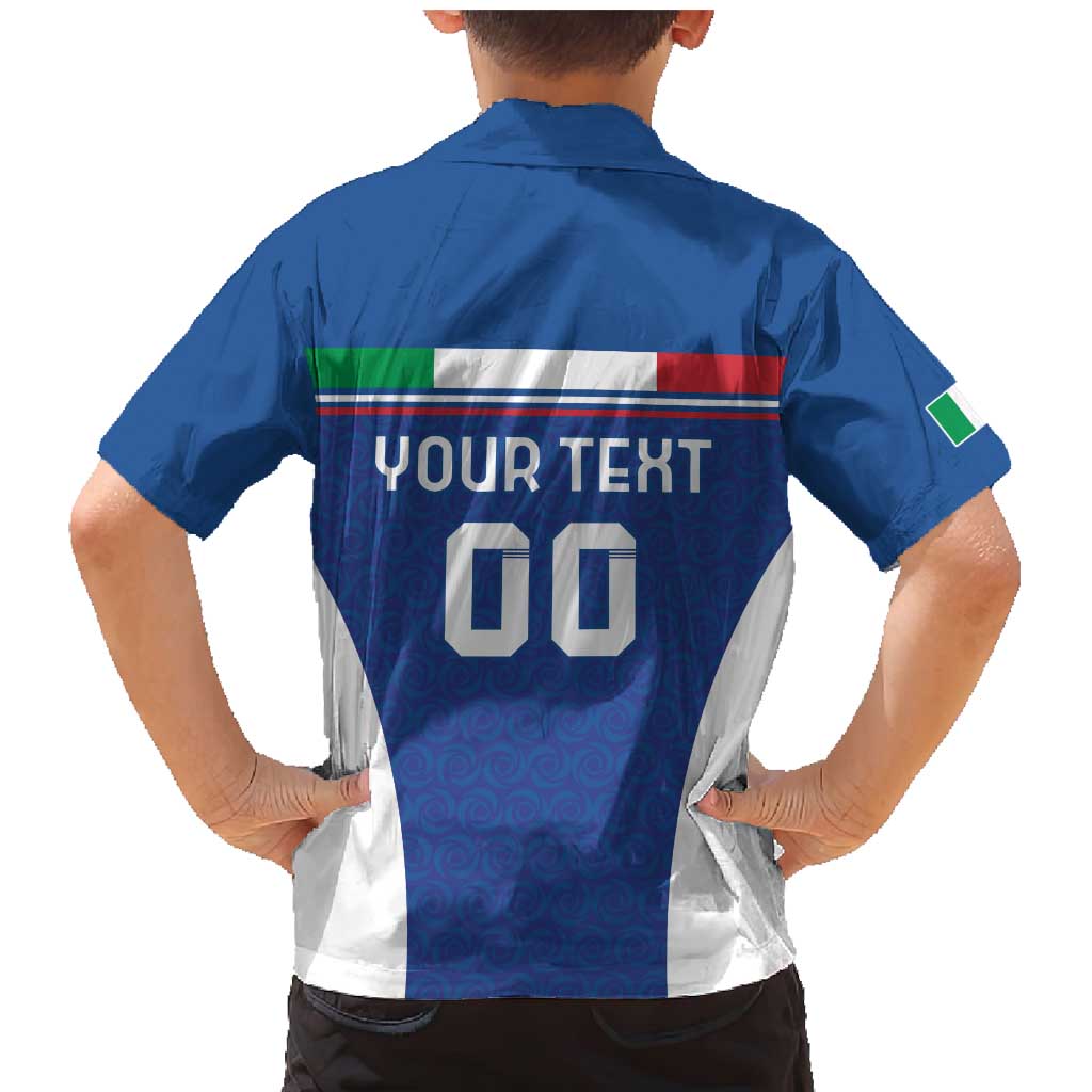 Custom Italy Football Family Matching Mermaid Dress and Hawaiian Shirt Italy Flag Pattern On Blue - Wonder Print Shop