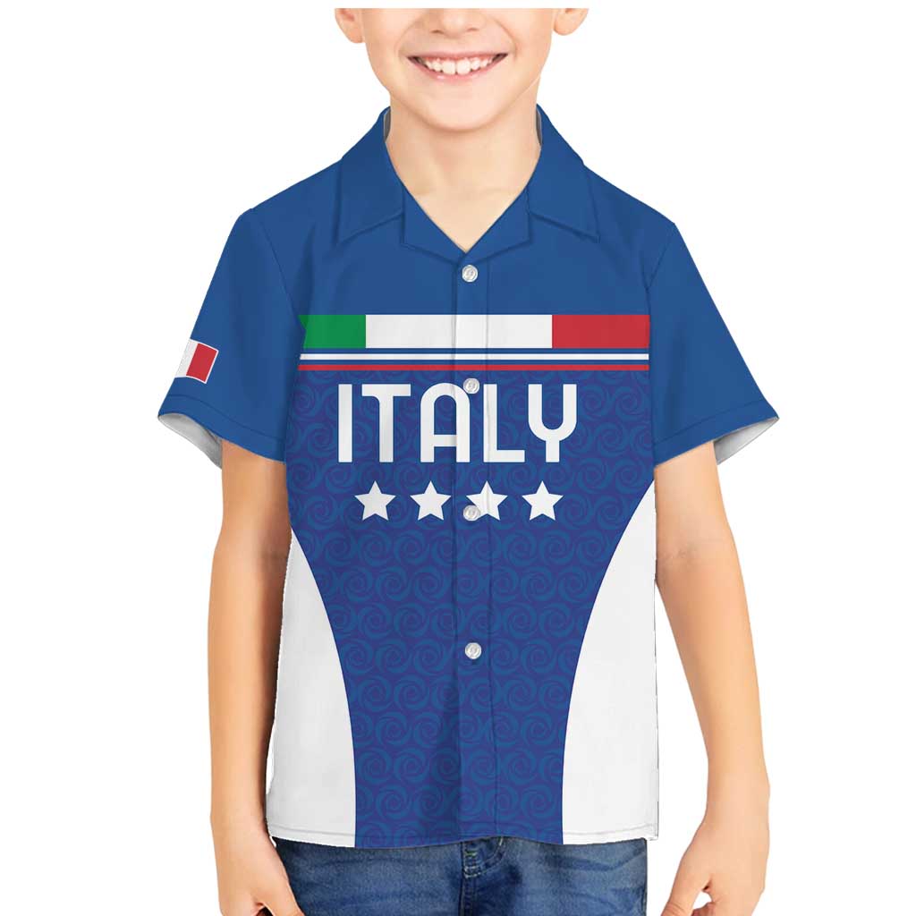 Custom Italy Football Family Matching Mermaid Dress and Hawaiian Shirt Italy Flag Pattern On Blue - Wonder Print Shop