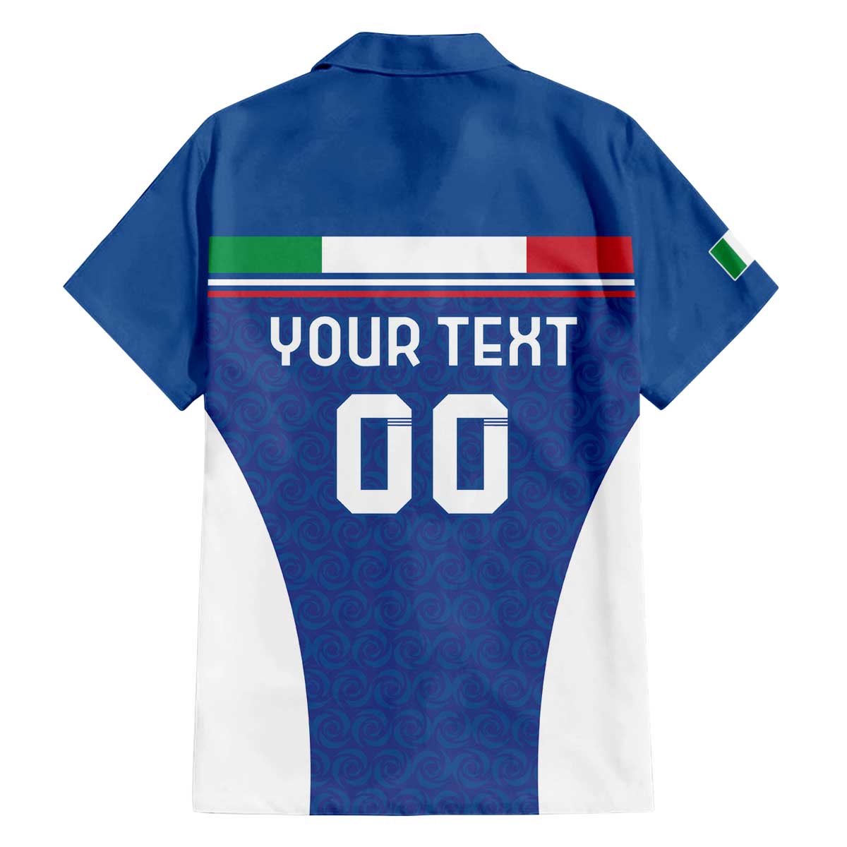 Custom Italy Football Family Matching Off The Shoulder Long Sleeve Dress and Hawaiian Shirt Italy Flag Pattern On Blue