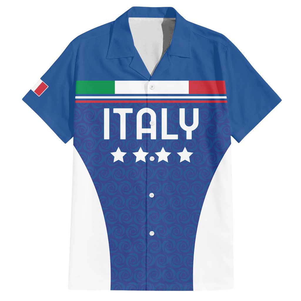 Custom Italy Football Family Matching Off Shoulder Maxi Dress and Hawaiian Shirt Italy Flag Pattern On Blue - Wonder Print Shop
