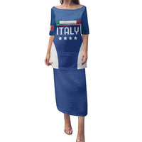 Custom Italy Football Family Matching Puletasi and Hawaiian Shirt Italy Flag Pattern On Blue