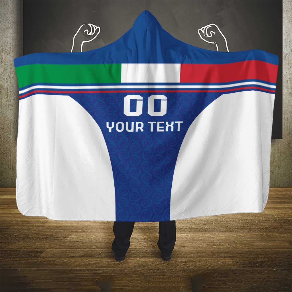 Custom Italy Football Hooded Blanket Italy Flag Pattern On Blue - Wonder Print Shop