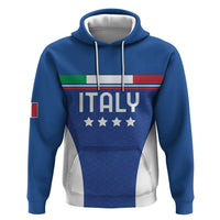 Custom Italy Football Hoodie Italy Flag Pattern On Blue - Wonder Print Shop