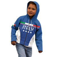 Custom Italy Football Kid Hoodie Italy Flag Pattern On Blue - Wonder Print Shop