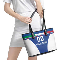 Custom Italy Football Leather Tote Bag Italy Flag Pattern On Blue