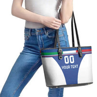 Custom Italy Football Leather Tote Bag Italy Flag Pattern On Blue