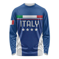 Custom Italy Football Long Sleeve Shirt Italy Flag Pattern On Blue - Wonder Print Shop