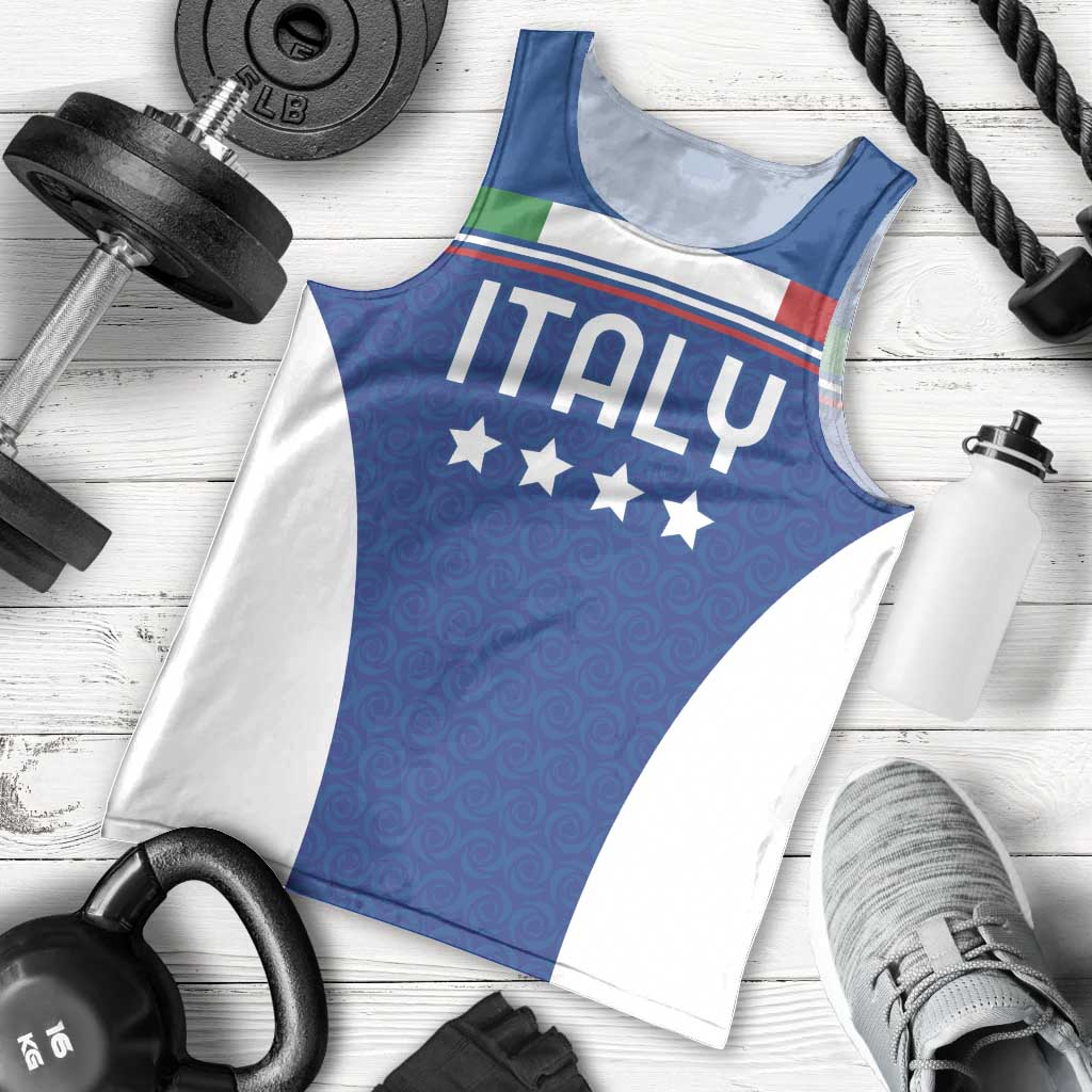 Custom Italy Football Men Tank Top Italy Flag Pattern On Blue - Wonder Print Shop