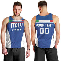 Custom Italy Football Men Tank Top Italy Flag Pattern On Blue - Wonder Print Shop