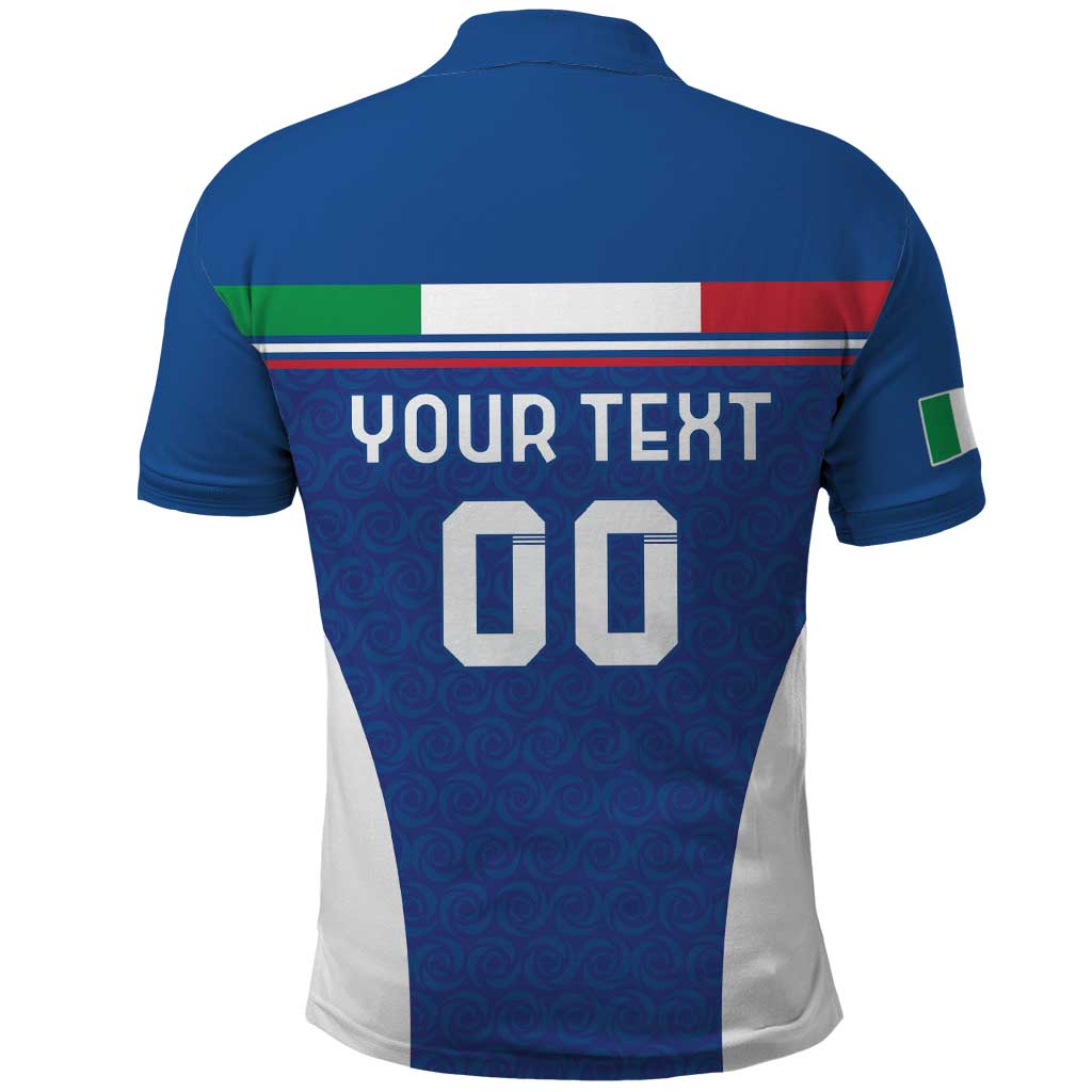 Custom Italy Football Polo Shirt Italy Flag Pattern On Blue - Wonder Print Shop