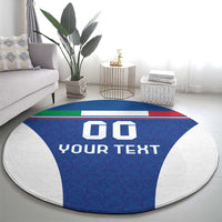 Custom Italy Football Round Carpet Italy Flag Pattern On Blue - Wonder Print Shop