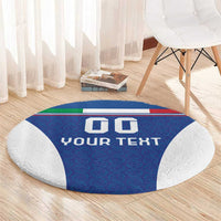 Custom Italy Football Round Carpet Italy Flag Pattern On Blue - Wonder Print Shop
