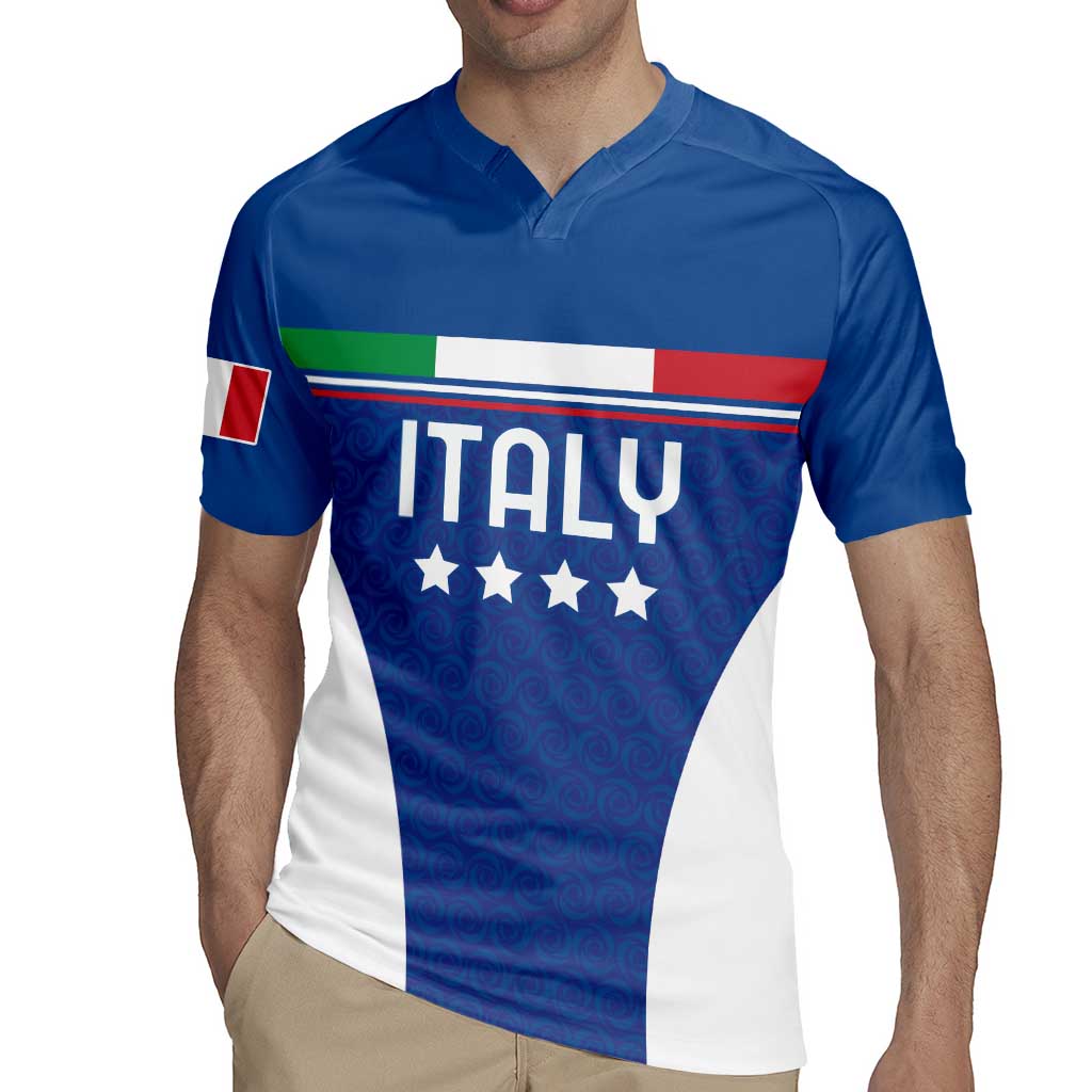 Custom Italy Football Rugby Jersey Italy Flag Pattern On Blue - Wonder Print Shop