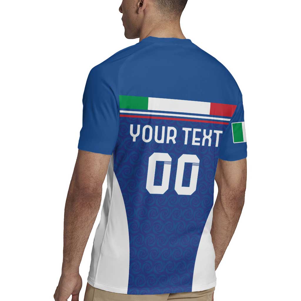 Custom Italy Football Rugby Jersey Italy Flag Pattern On Blue - Wonder Print Shop