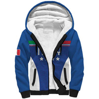 Custom Italy Football Sherpa Hoodie Italy Flag Pattern On Blue - Wonder Print Shop