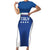 Custom Italy Football Short Sleeve Bodycon Dress Italy Flag Pattern On Blue - Wonder Print Shop