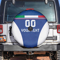 Custom Italy Football Spare Tire Cover Italy Flag Pattern On Blue - Wonder Print Shop