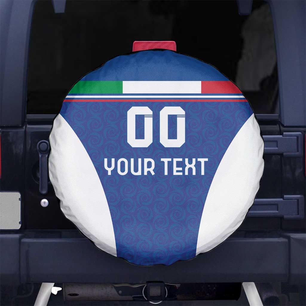Custom Italy Football Spare Tire Cover Italy Flag Pattern On Blue - Wonder Print Shop