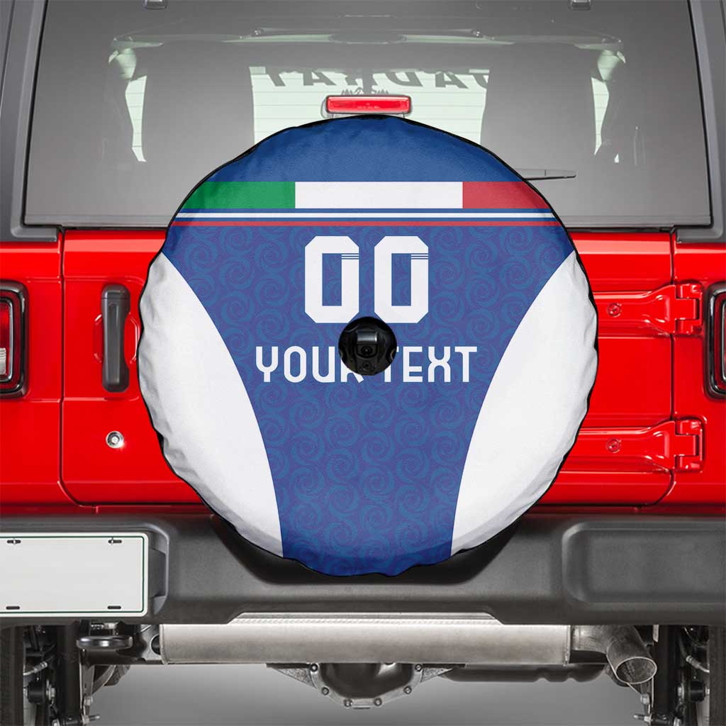 Custom Italy Football Spare Tire Cover Italy Flag Pattern On Blue - Wonder Print Shop