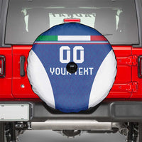 Custom Italy Football Spare Tire Cover Italy Flag Pattern On Blue - Wonder Print Shop