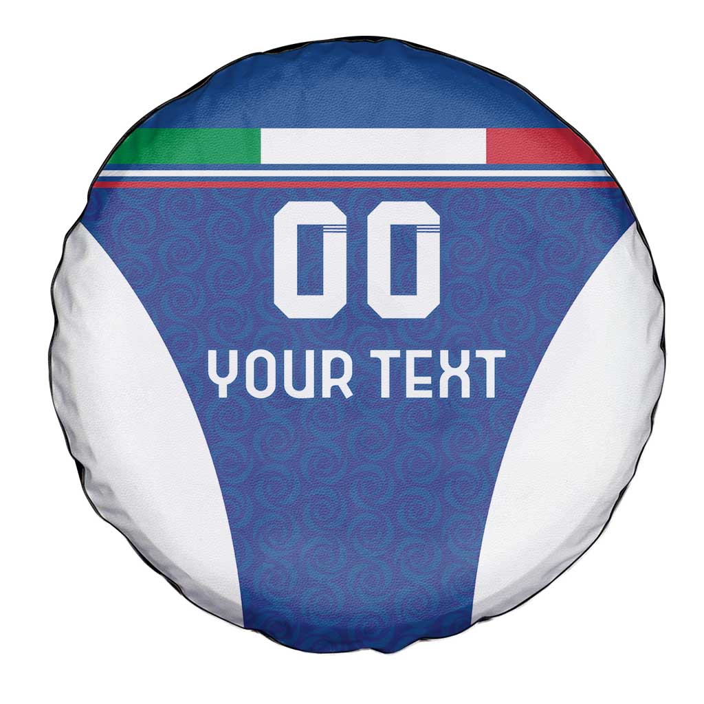 Custom Italy Football Spare Tire Cover Italy Flag Pattern On Blue - Wonder Print Shop