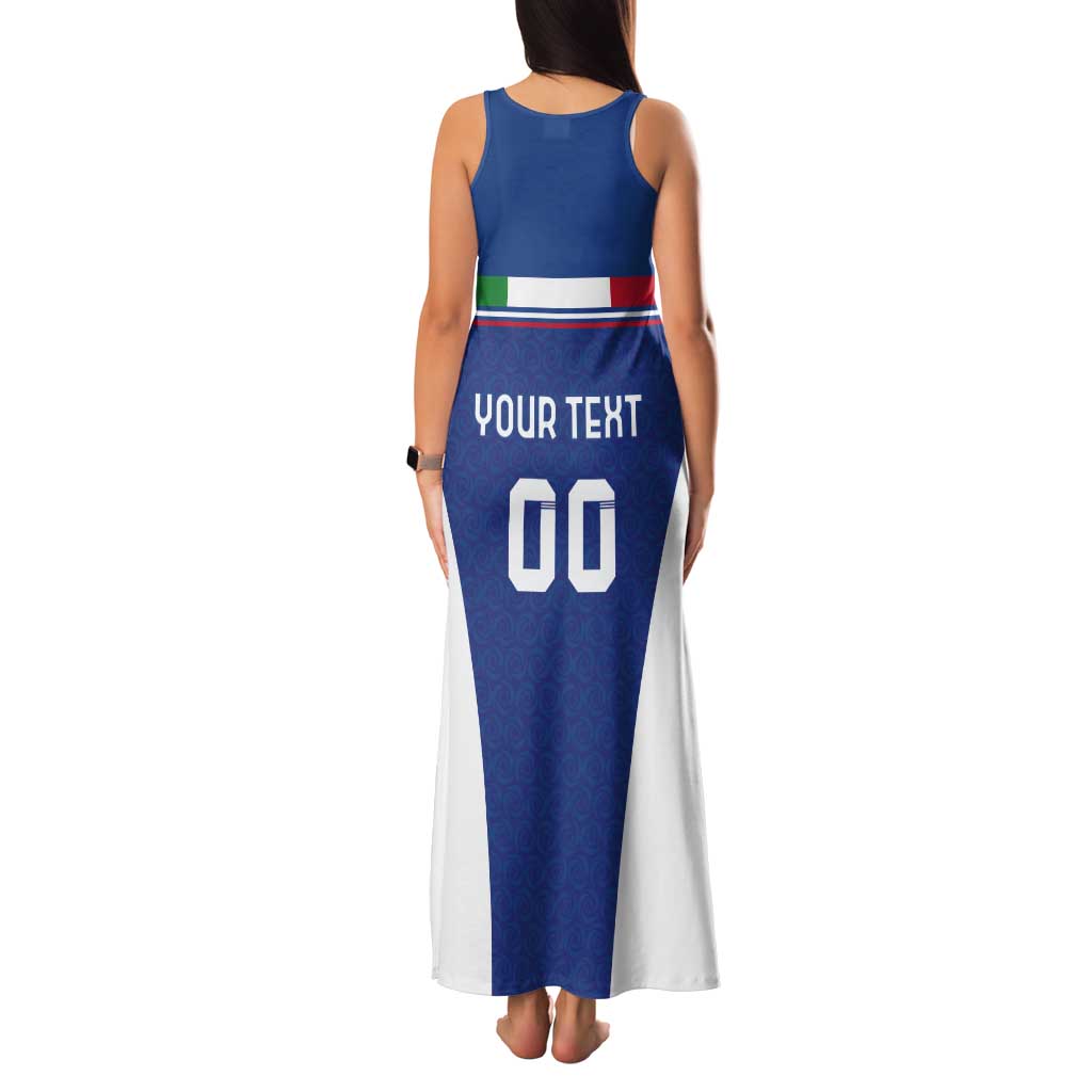 Custom Italy Football Tank Maxi Dress Italy Flag Pattern On Blue - Wonder Print Shop