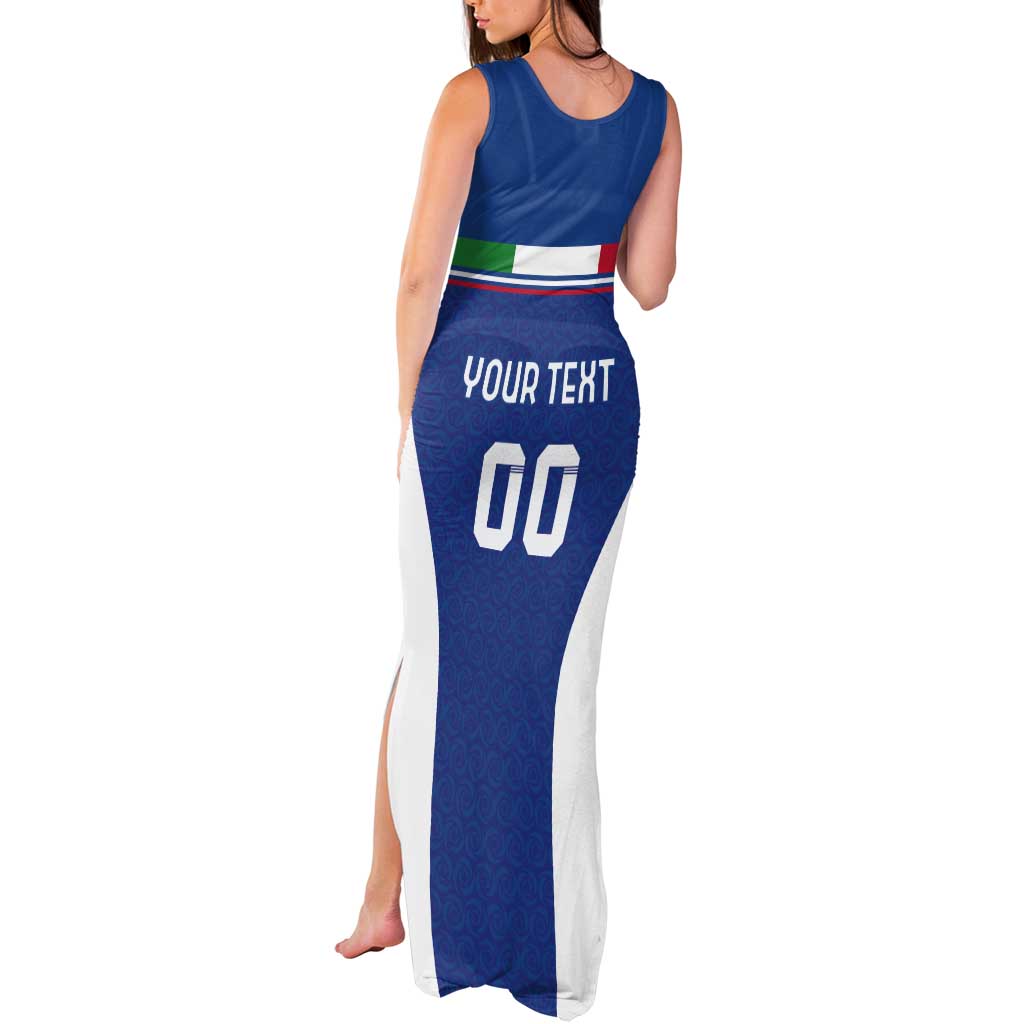 Custom Italy Football Tank Maxi Dress Italy Flag Pattern On Blue - Wonder Print Shop