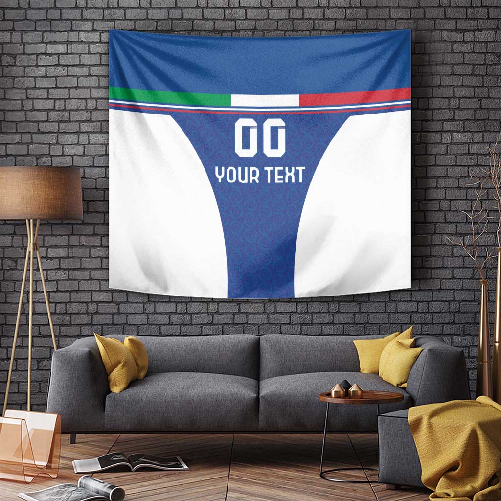 Custom Italy Football Tapestry Italy Flag Pattern On Blue - Wonder Print Shop
