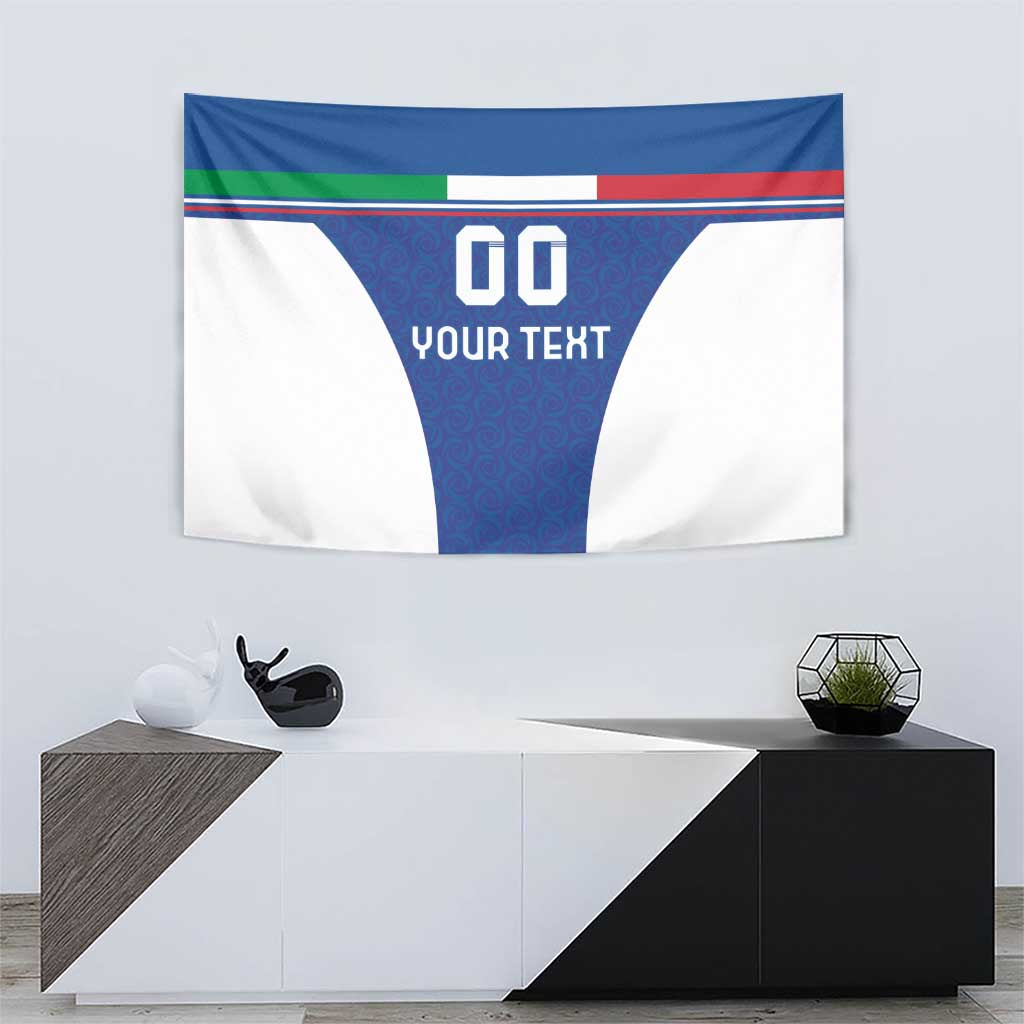 Custom Italy Football Tapestry Italy Flag Pattern On Blue - Wonder Print Shop