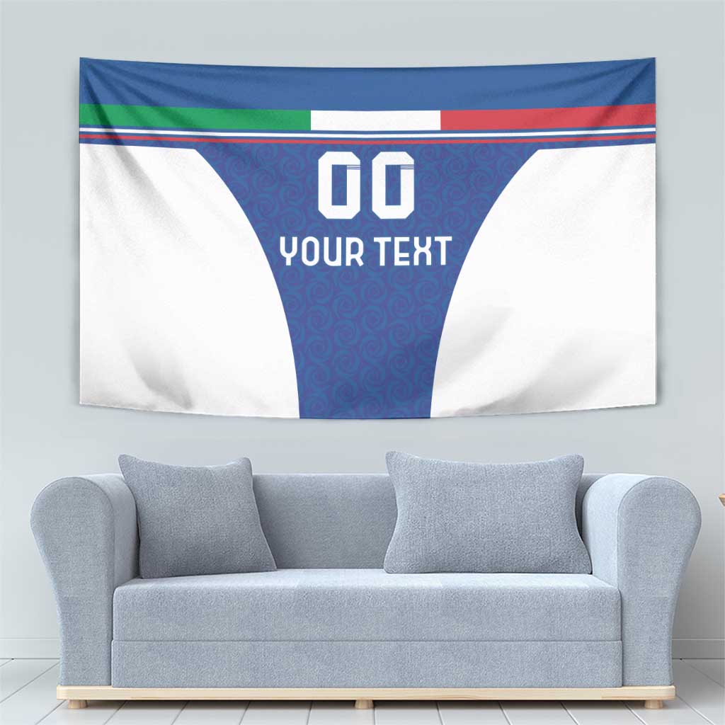 Custom Italy Football Tapestry Italy Flag Pattern On Blue - Wonder Print Shop