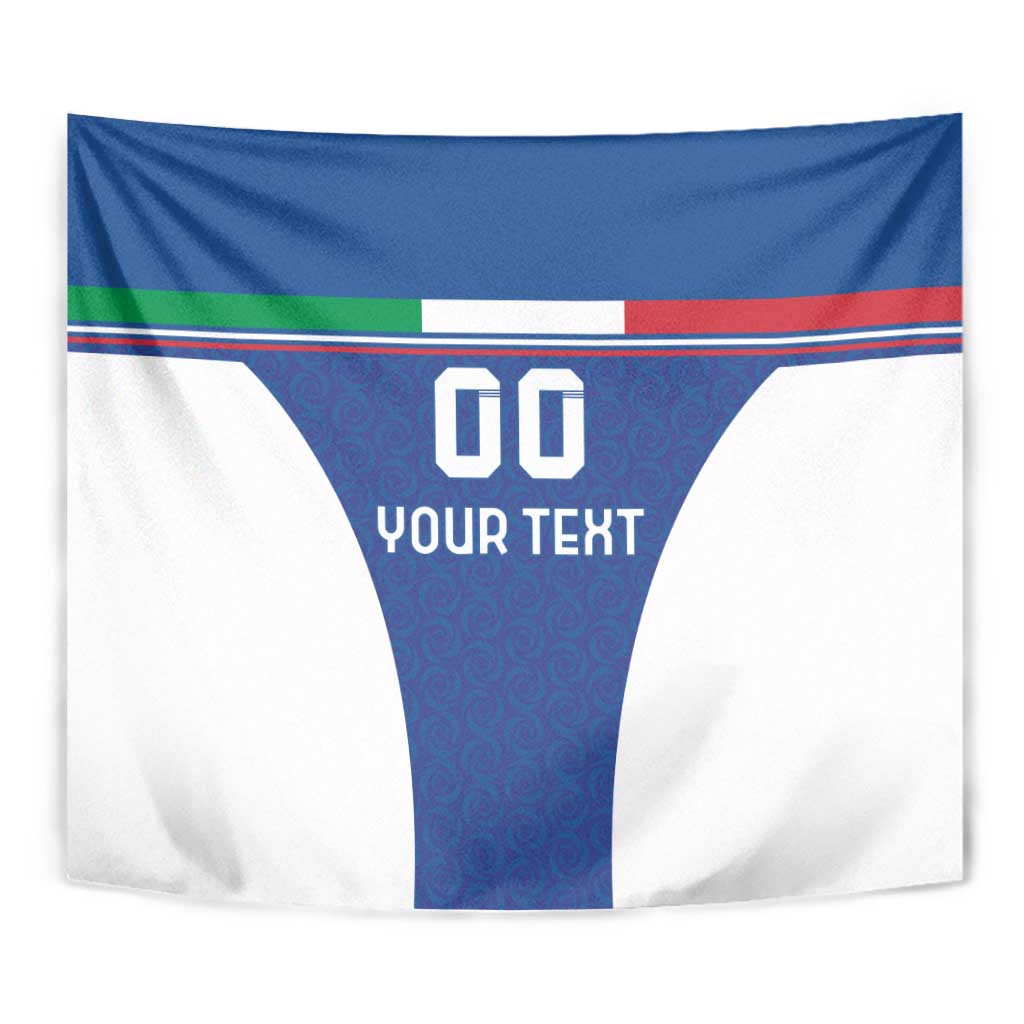 Custom Italy Football Tapestry Italy Flag Pattern On Blue - Wonder Print Shop