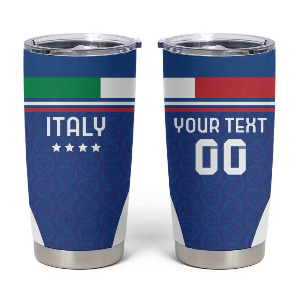 Custom Italy Football Tumbler Cup Italy Flag Pattern On Blue - Wonder Print Shop