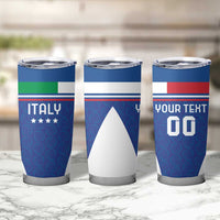 Custom Italy Football Tumbler Cup Italy Flag Pattern On Blue - Wonder Print Shop