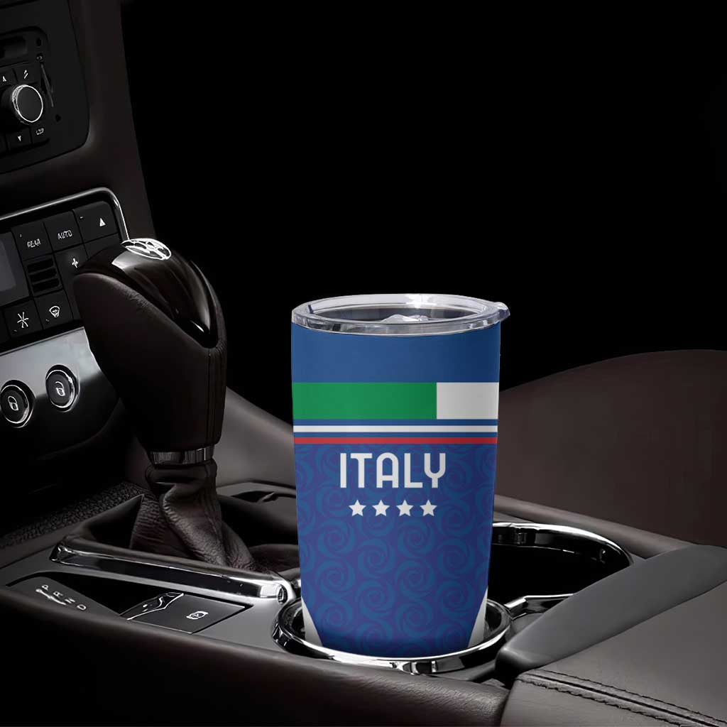 Custom Italy Football Tumbler Cup Italy Flag Pattern On Blue - Wonder Print Shop