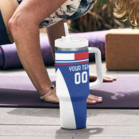 Custom Italy Football Tumbler With Handle Italy Flag Pattern On Blue - Wonder Print Shop