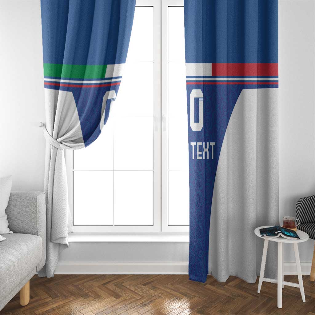Custom Italy Football Window Curtain Italy Flag Pattern On Blue - Wonder Print Shop