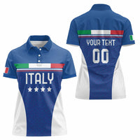 Custom Italy Football Women Polo Shirt Italy Flag Pattern On Blue - Wonder Print Shop