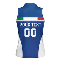 Custom Italy Football Women Sleeveless Polo Shirt Italy Flag Pattern On Blue - Wonder Print Shop