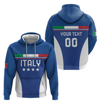 Custom Italy Football Zip Hoodie Italy Flag Pattern On Blue - Wonder Print Shop