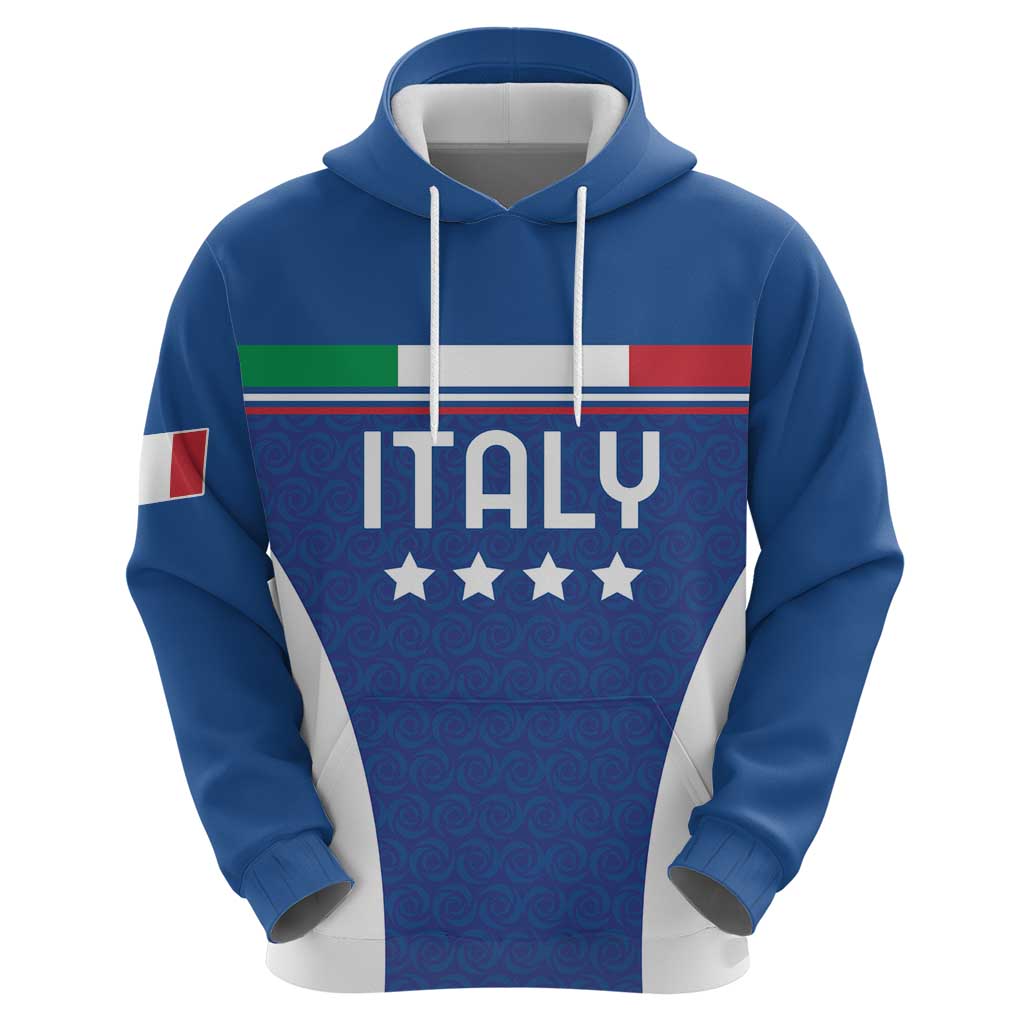 Custom Italy Football Zip Hoodie Italy Flag Pattern On Blue - Wonder Print Shop